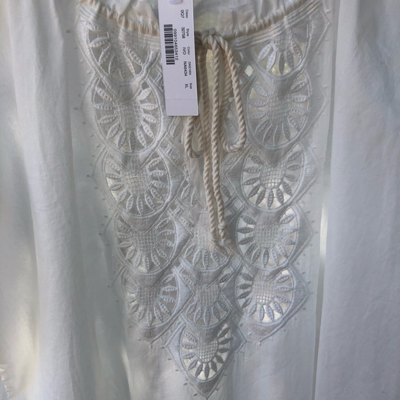 J. Crew coverup in off white with inset embroidery & rope neck tie. XL. - Picture 8 of 15
